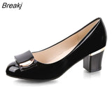 2023Women Dress Shoes Office Lady Shoes Patent Leather High Heels Woman Shoes Square Heeled Pumps Ladies