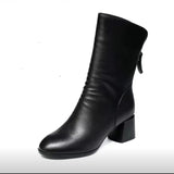 Winter New Fashion High Heel Back Zipper Black Versatile Fashion Boots for Women External Wear Comfort Women's