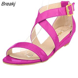Women's Platform Wedge Sandals Simple Style Casual Pointed Toe High Heels Velvet Wedges Work Shoes