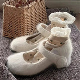 Women's Shoes Mary Jane Women's High Heels Fashion Party Pumps Women Elegant Butterfly-knot Shallow Shoes Ladies cotton