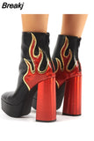 Women Ankle Boots Mixed Colors Platform Shoes Sexy Ladies Zipper-Sid Demonia Boots Chunky Heels Women Short Botas Femininas