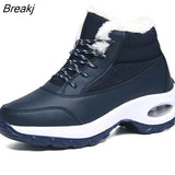 Winter Shoes Women Snow Boots Waterproof Thick Sole Non-slip Warm Cotton Shoes Women Ankle Boots Black Blue