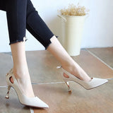 Female Casual High Quality Pointed Toe Yellow Slip on Stiletto Heels for Office Women Party Black Heel Shoes Zapatos