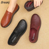 Women's Genuine Leather Casual Shoes Autumn Loafers Ladies Flats Classic Sewing Round Toe Outside Shoes Woman