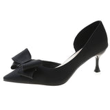 Spring New Women High Heels Fashion Pointed Toe Bowknot Heels Shoes Summer Elegant Slip-On Sexy Thin Heel Party Woman