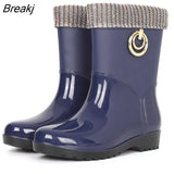 Boots Women Short Tube Rain Shoes Adult Water Boots Anti-skid Water Shoes Jelly Rubber Shoes Rain Boots