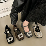 Diamond Mary Jane Women's Shoes 2024 New Spring And Autumn Winter High-Heeled Shoes Black Evening