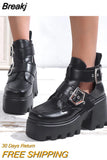 Breathable Hollow Out Shoes Woman Platform Chunky Heels Top Quality Punk Style Retro Gladiator Demonias Shoes on