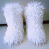 Hot Women Warm Fluffy Leather Boot Winter Plush Artificial Fur Snow Boot Outdoor Antiskid Shoe Mujer Platform Cotton