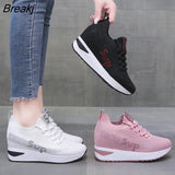Heels Fashion Sneakers for Women Breathable Spring Platform Lace Up Fashion Causal Vulcanized Footwear Chunky Luxury