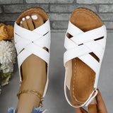 Breakj Slope Heel Velcro Fish Mouth Roman Sandal Plus Size Wedge Platform Al