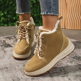 Thiken Plush Winter Boots Women 2023 Lace Up Anti-Slip Platform Snow Boots Woman Thick Sole Cotton Padded Shoes Size