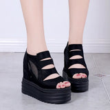 Women Sandals Buckle Design Black White Platform Sandals Comfortable Women Thick Sole Beach Shoes Heighten