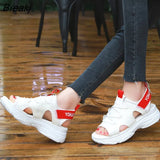 Womens Sport Sandals 2023 Summer New Korean Student Casual Breathable Sandalias Mujer Fashion Platform Peep Toe Beach Flat