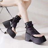 Genuine Leather Fashion Women Casual Slippers Outside Women Slippers Thick Sole Women Sandals High-heeled