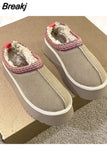 Designer Women's Plush Winter Plush Warm Shoes Unisex Outdoor Waterproof Comfortable Casual Shoes Zapatos De Mujer