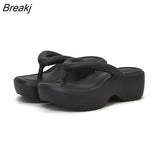 2023 New Platform Casual Slippers for Women Summer Korean Wedge Sandals Trend Clip Toe Flip Flops Casual Beach