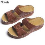 Women 2023 New Summer Wedge Platform Orthopedics Sandals Retro Rome Peep Toe Breathable Beach Ladies Shoes