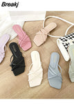 Slippers Women Summer Shoes Casual Flat Bottom Sandals Flip Flops Candy Color Indoor Outdoor Beach Slides Cross