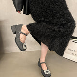 Diamond Mary Jane Women's Shoes 2024 New Spring And Autumn Winter High-Heeled Shoes Black Evening