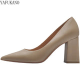 Woman Pumps Slip-on Square Heel High Heels 6CM/8CM Classic Elegant Sexy Solid Black Pink Nude Women's Shoes Block