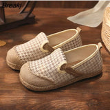 Embroidery Women Handmade Linen Cotton Slip On Loafers Ladies Casual Comfortable Sneakers Flat Hemp