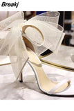 Butterfly-Knot Sandals Woman Summer 2023 High Heels Women Pumps Pointed Designer Shoes Mary Janes Sexy Stiletto Wedding