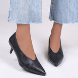 Spring and Autumn New Snake Scale Pattern Bright Leather Pointed Large Size Single Shoes Shallow Mouth Lazy High