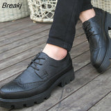 Men Oxford Shoes Leather Men's Dress Luxury Brand Business Brogue Shoes Party Formal Shoes with Thick Bottom 2020