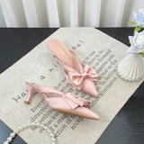 Breakj Wind Pink Cool Drag Girl 2024 Spring And Summer French Sharp Bow Knot High High And Half Bag Head