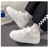 Breakj White Shoes 2025 Spring And Autumn New Thick-Soled Pure White Round Head Shoes Students Tied Casual