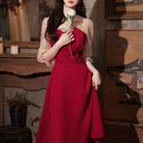 French Elegant Midi Dresses Korean Fashion Evening Party Dress Females Wedding Vintage Sundresses for Women Summer