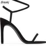 2023Women Sandals Sexy Thin High Heels Shoes V Shape Design Fashion Square Toe Ladies Ankle Strap Thong Sandals Shoes
