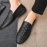 Men Driving Moccasins Comfortable Slip on Loafer Shoes Men's Casual Shoes Leather Loafers Crocodile Pattern Flats Shoes for