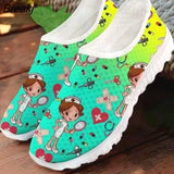 Cute Cartoon Nursing Doctor Printed Flats Shoes Women Casual Summer Slip on Sneakers Lightweight Nurse Ladies Shoe