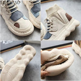 Matching Thick-Sole Big Head Doll Shoes Plus Velvet Women Boots Literary Retro Womens Short Boots Mori Girl Ankle