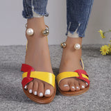 Pearl Sandals 2024 Casual Women New Dress Sandal Summer Metal Decor Fashion Shoes Slip on Colorful Women's