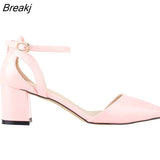 Women Sandals 5cm Single Work OL Thick Hight Heels Pointed Toe Sandal Sexy All-match Casual Party Wedding