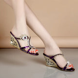 The Summer Of 2024, New Diamond Sandals, Slope Heels, Crystal Diamond Shoes, Open-Toed Bohemian