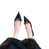 Breakj Essence! High Heel Baotou Sandal Female 2024 New Bow Black Pointed Thin Heel Back