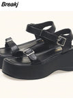 High Heels Women Sandals Summer Hot Fashion Ankle Buckle Single Shoes Korean Style Simply Retro Muffin Bottom
