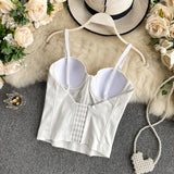 Sexy women's corset bustier bra black white push up bralet top Night out club party cropped