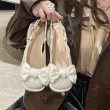 Toe Sandals Black Pink Women's Spring Summer New Shallow Bow Women's Shoes Thick Mid Heel Buckle Sandalias Mujer