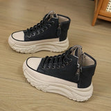 Women High Top Boots 2024 Spring Lace-up Platform Sneakers Non-slip Sneakers Comfy Outdoor Running Shoes Casual Tenis De