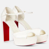 Breakj Cl New Fish Mouth High-Tight Buckle With Red-Soled Sandals Coarse Heel Waterproof Table Ultra-High Heel Sandals