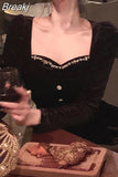 Autumn Vintage Black Velvet Dress Women Korean Fashion Elegant Midi Dress Casual Slim Long Sleeve Party Dress Woman