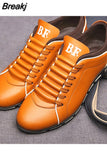 Autumn New Men Shoes Casual Sneakers Fashion Solid Leather Shoes Formal Business Sport Flat Round Toe Light