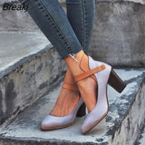 Women Pumps Fashion Women Shoes Party Wedding Super Square High Heel Thick Heel Purple Khaki Ladies