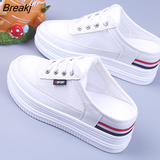 Women's Shoes Summer Mules White Slippers Platform Casual Mesh Hollowed Student Outdoor Breathable Spring Footwear Fashion