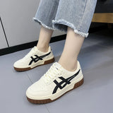 mid-heel women's sports and casual shoes 2023 autumn round toe platform sole shoes single upper lace-up sports